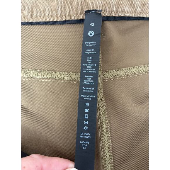 Lululemon ABC Pants Mens 42x30.5 Beige Canvas 5 Pocket Utilitech Performance - Picture 4 of 6